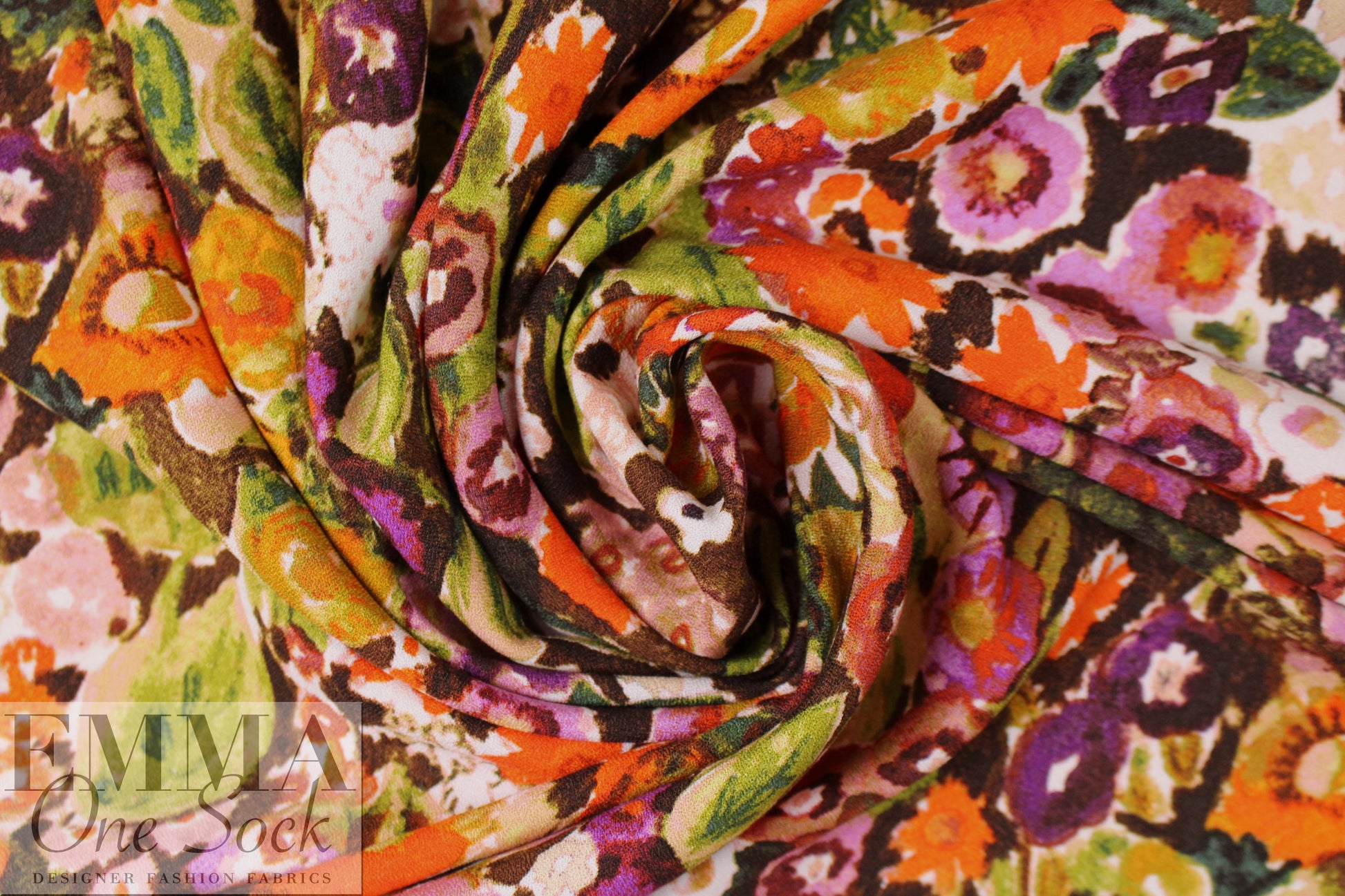 field of flowers viscose crepe Oeko-Tex certified  1.75 yds