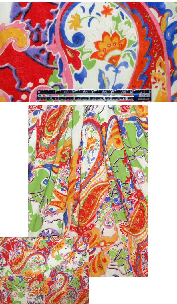 semi-sheer drapey viscose crepe - colorful paisley