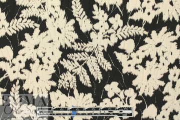 Italian viscose woven - black/alabaster botanical