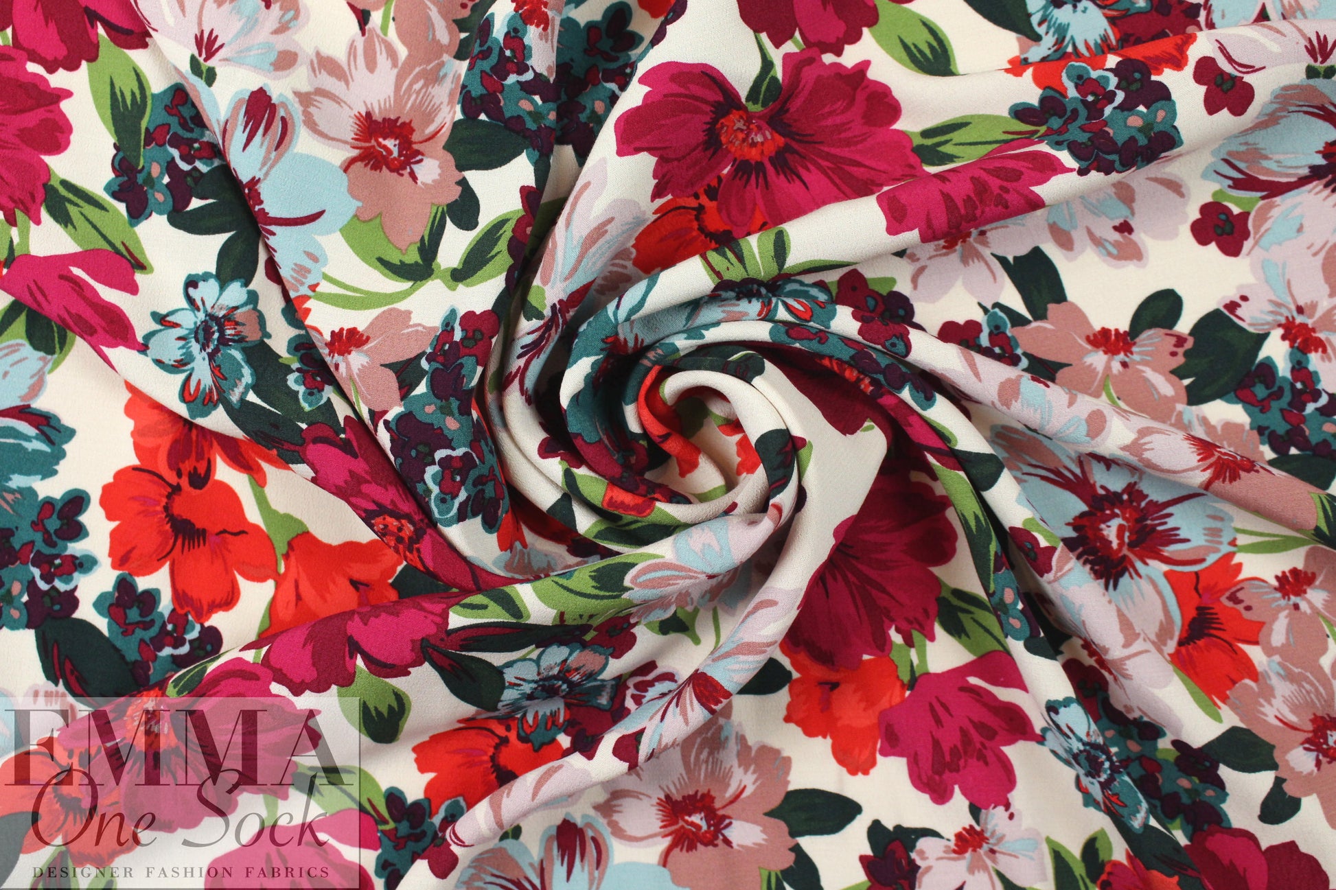 Italian vintage-y floral viscose crepe .75 yds