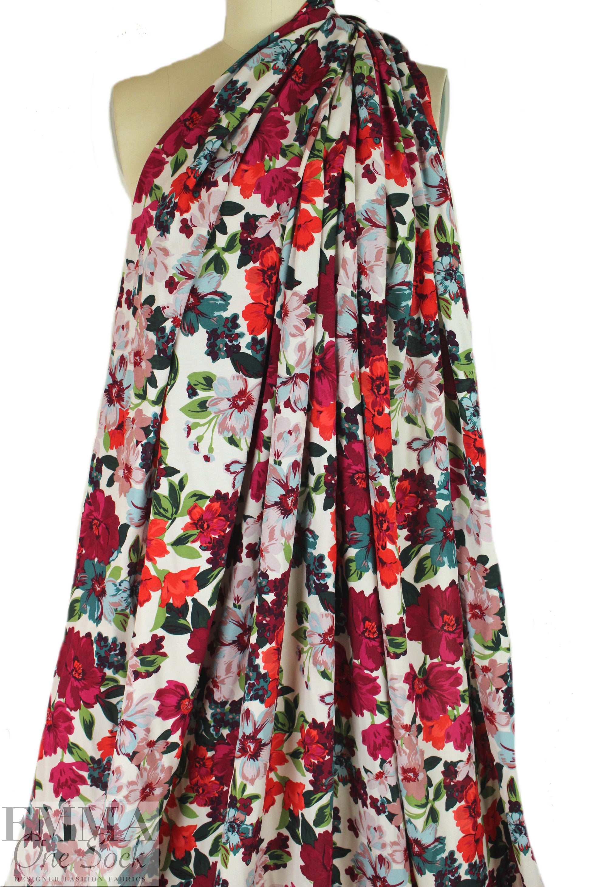 Italian vintage-y floral viscose crepe .75 yds