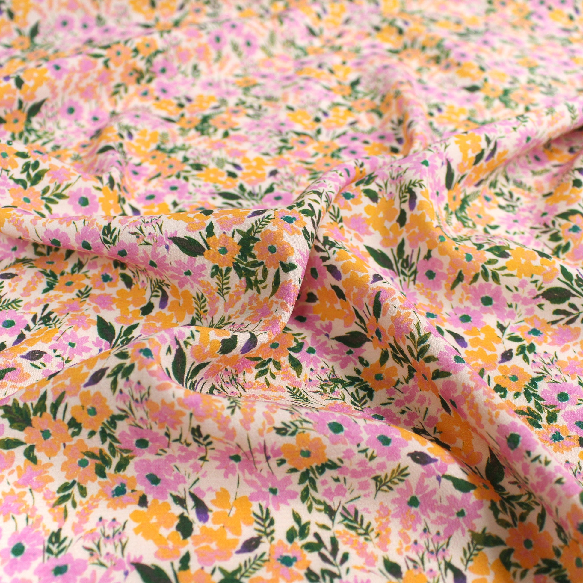 Italian 'sorbet floral' viscose crepe woven