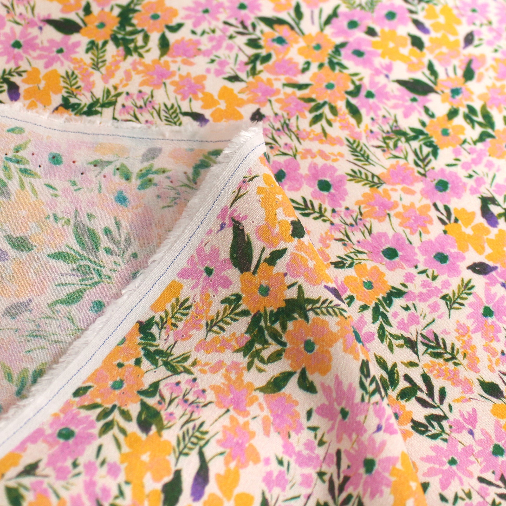 Italian 'sorbet floral' viscose crepe woven