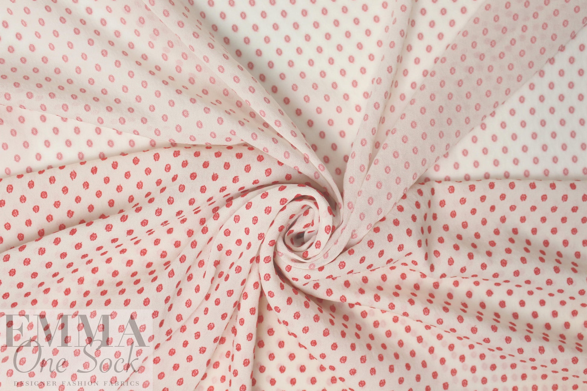 Derek L@m clipped jacquard dot viscose crepe - red/ivory .66 yds