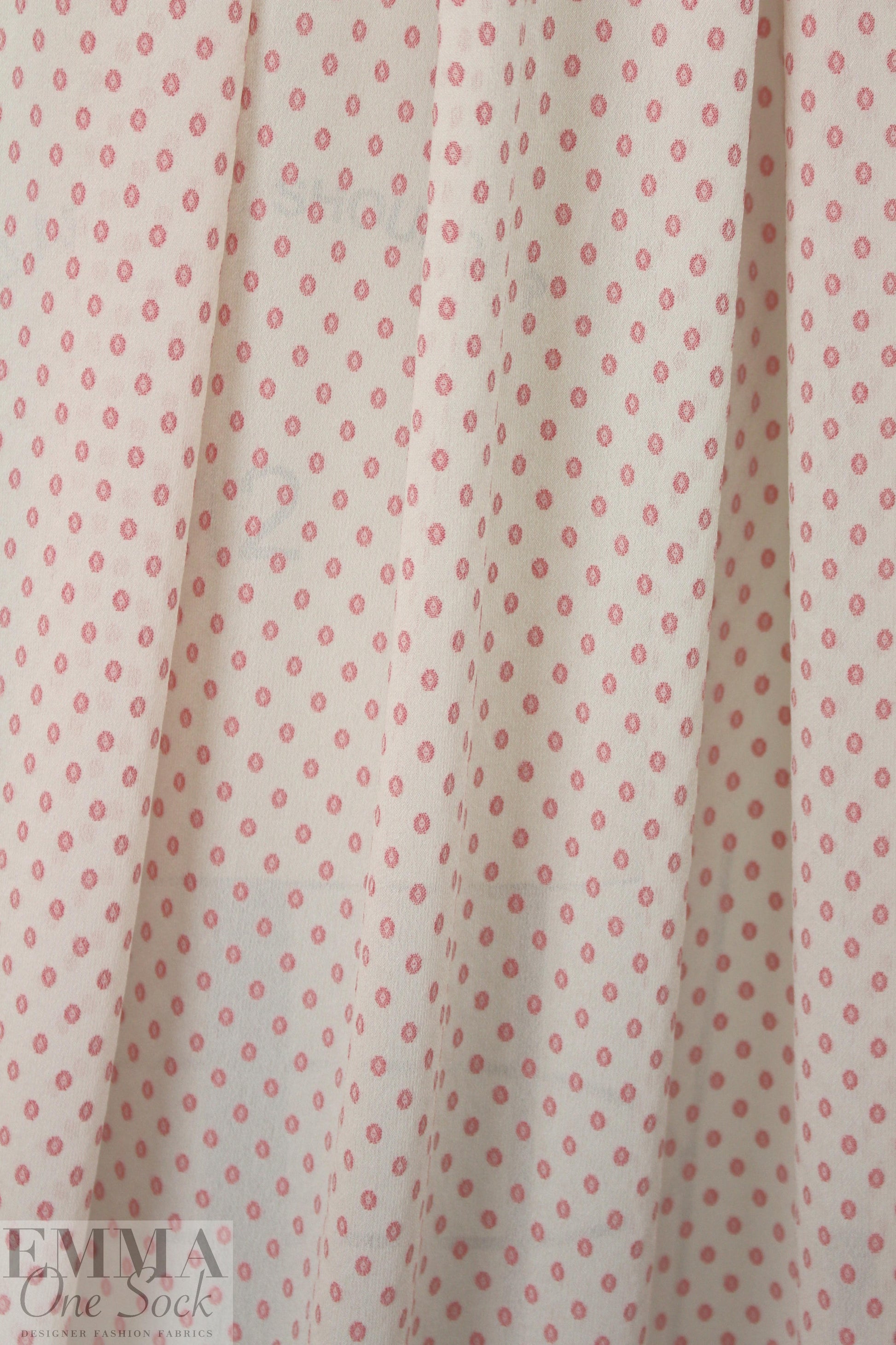 Derek L@m clipped jacquard dot viscose crepe - red/ivory .66 yds