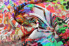 Italian Caval1i signed, printed viscose crepe - floral prism 1.625 yd