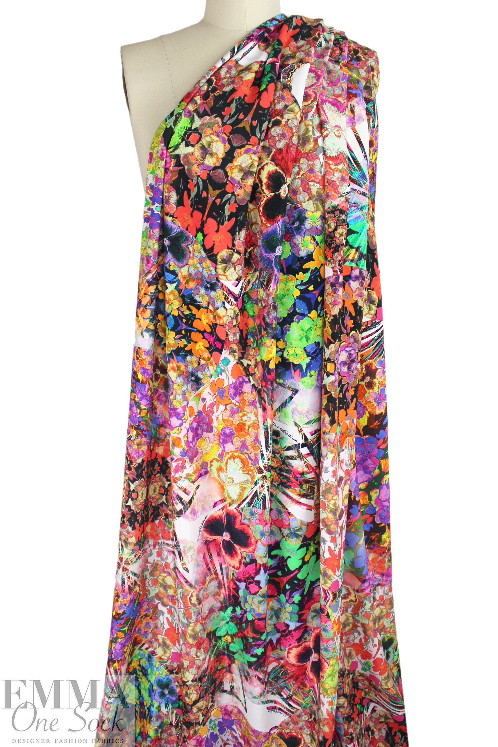 Italian Caval1i signed, printed viscose crepe - floral prism 1.25 yds