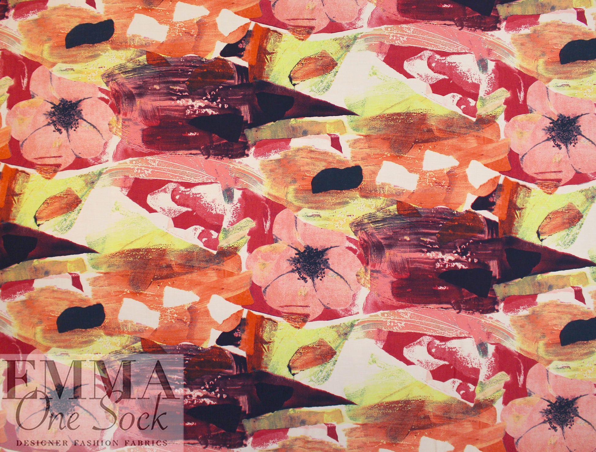 Massim0 painted brushstroke floral viscose crepe 1.75 yd