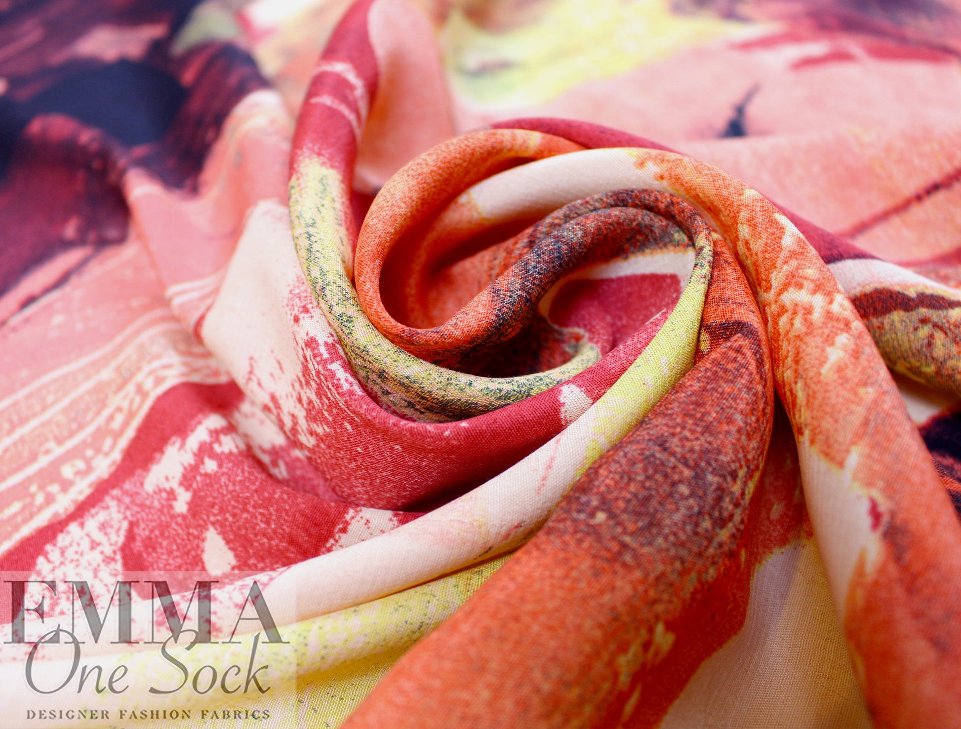 Massim0 painted brushstroke floral viscose crepe 1.75 yd