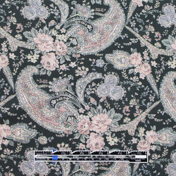 'dusty pink paisley' printed rayon crepe woven 1.4 yds