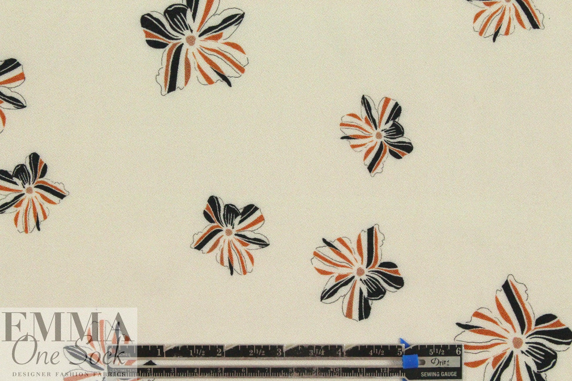 Italian striped flowers viscose crepe woven