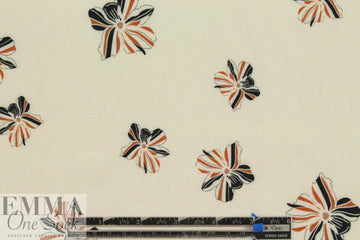 Italian striped flowers viscose crepe woven 1.20 yds