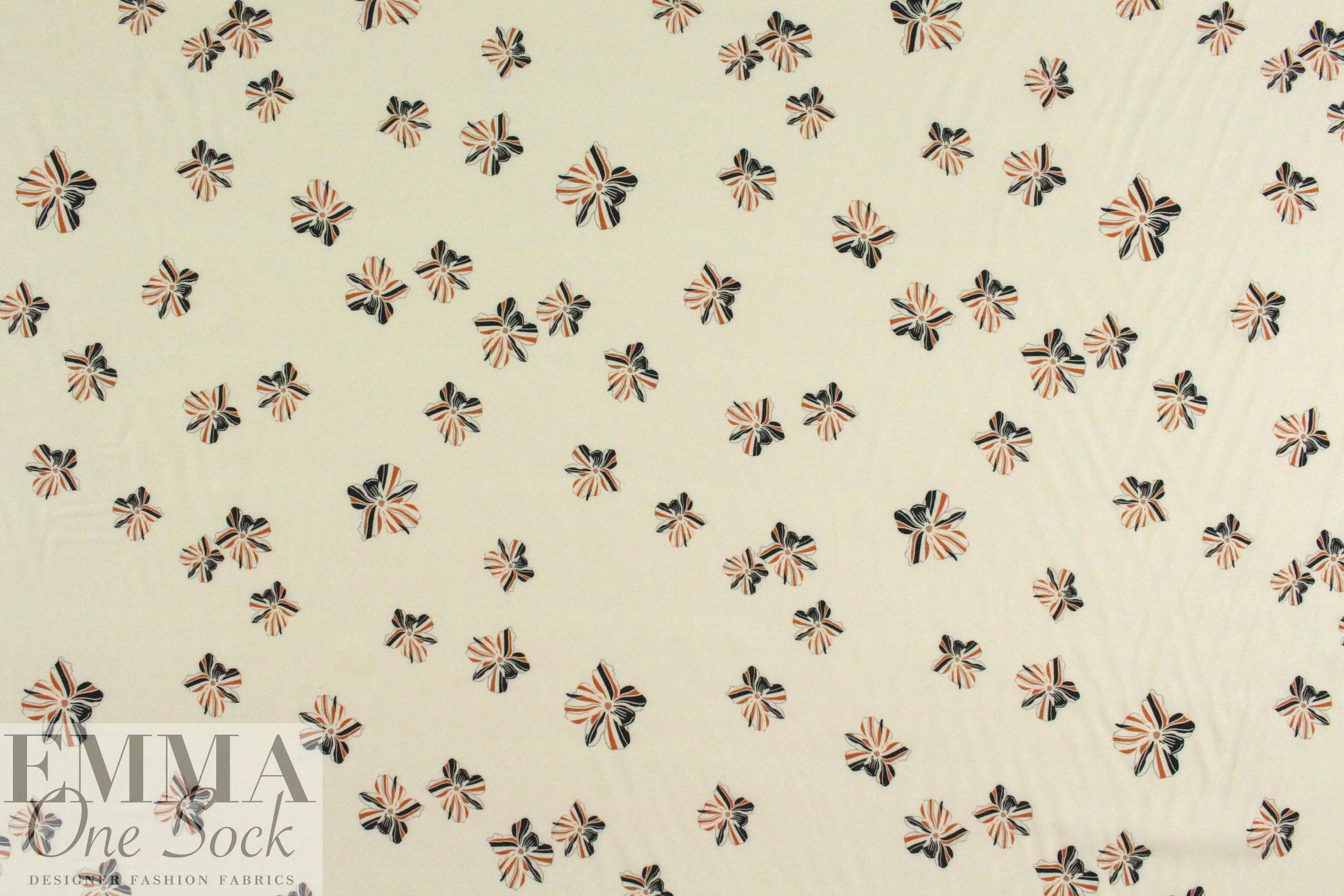 Italian striped flowers viscose crepe woven 1.20 yds