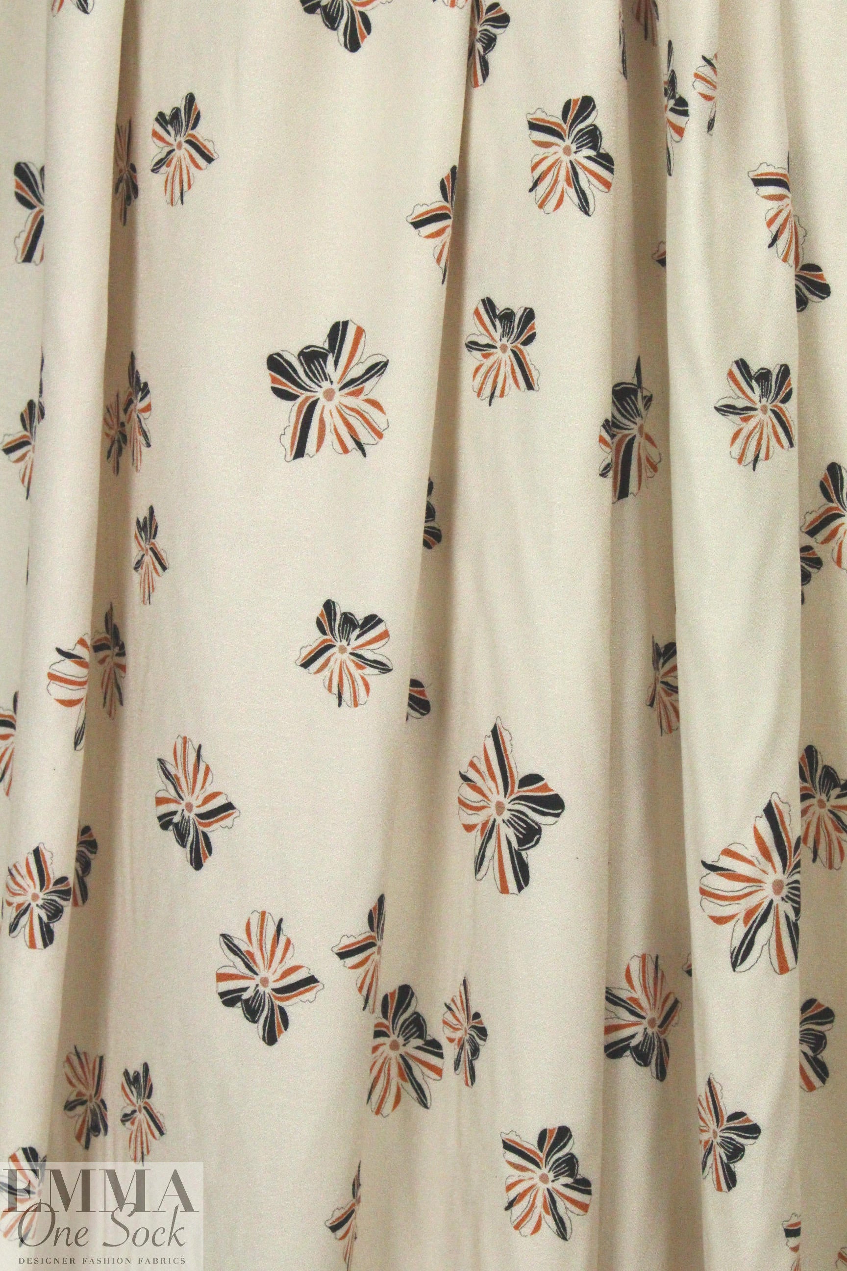 Italian striped flowers viscose crepe woven 1.20 yds