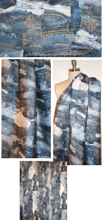 NY designer 'denim obsession' visc/nylon woven