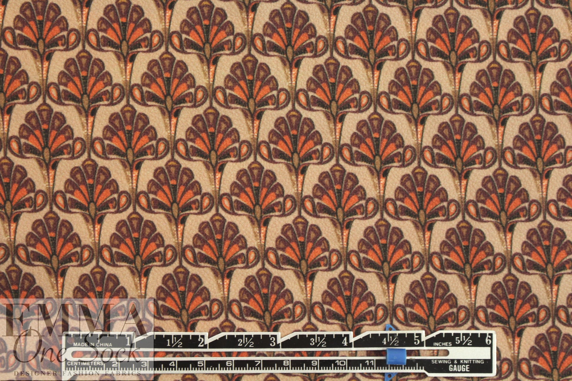 French spice plume motif crepe-textured woven