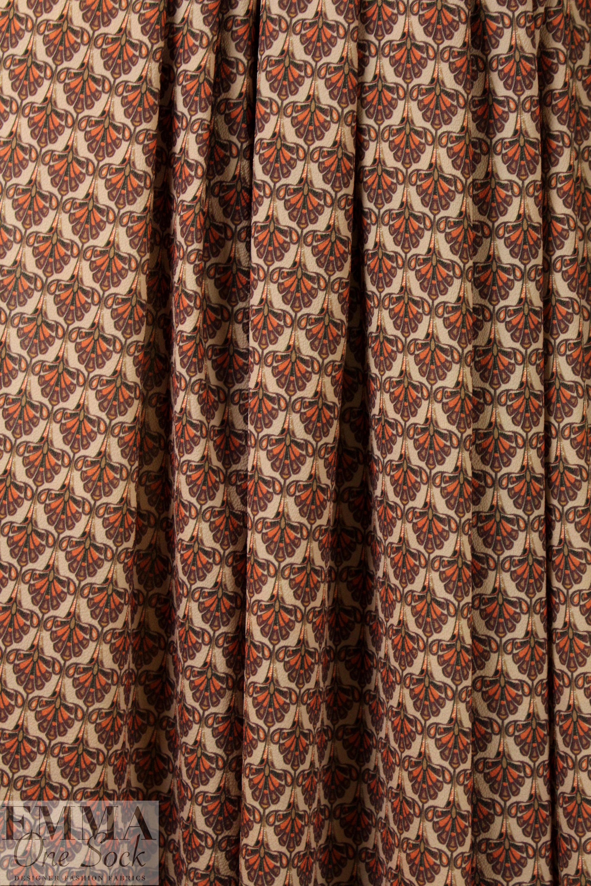 French spice plume motif crepe-textured woven