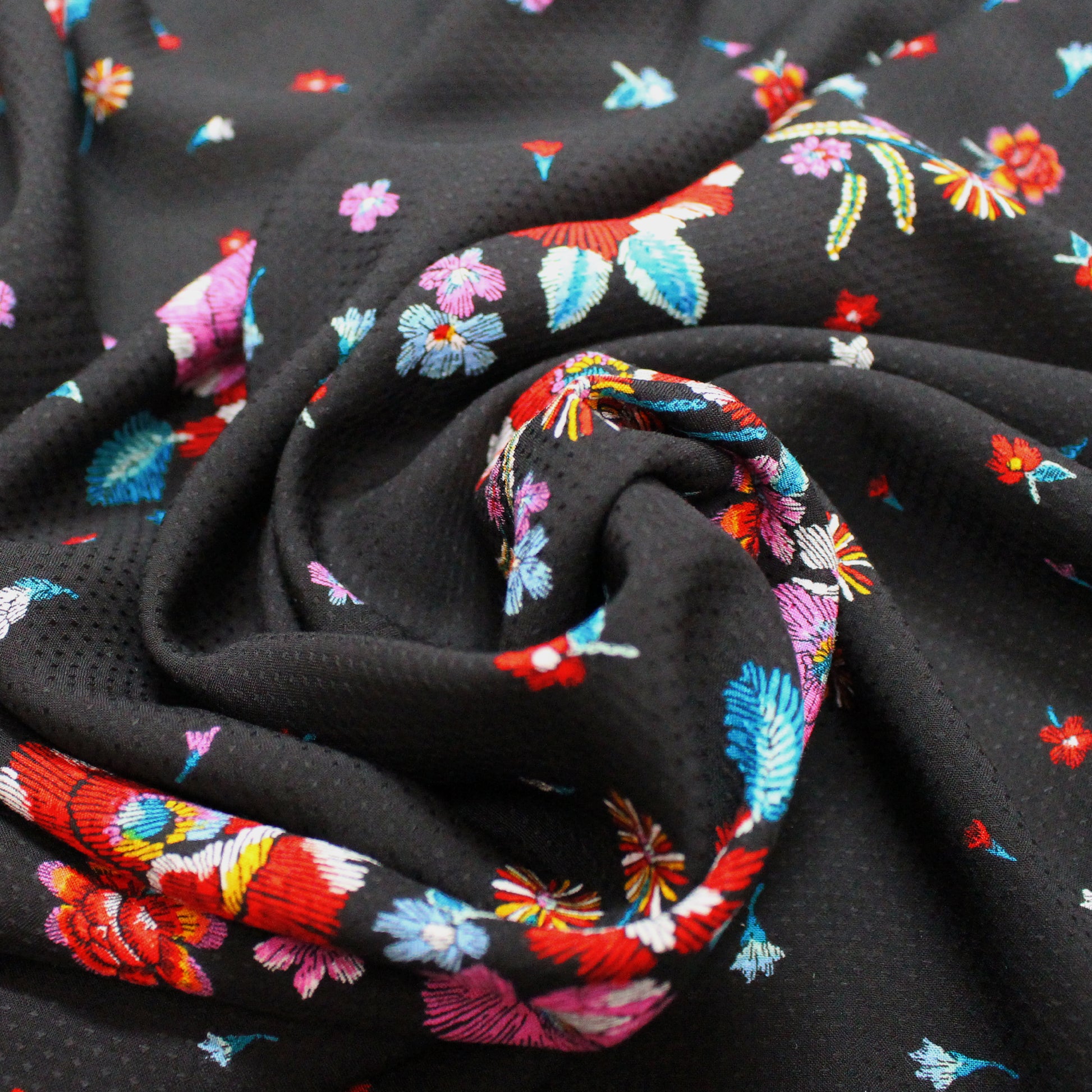 Italian 'embroidered flowers' blouseweight viscose dobby