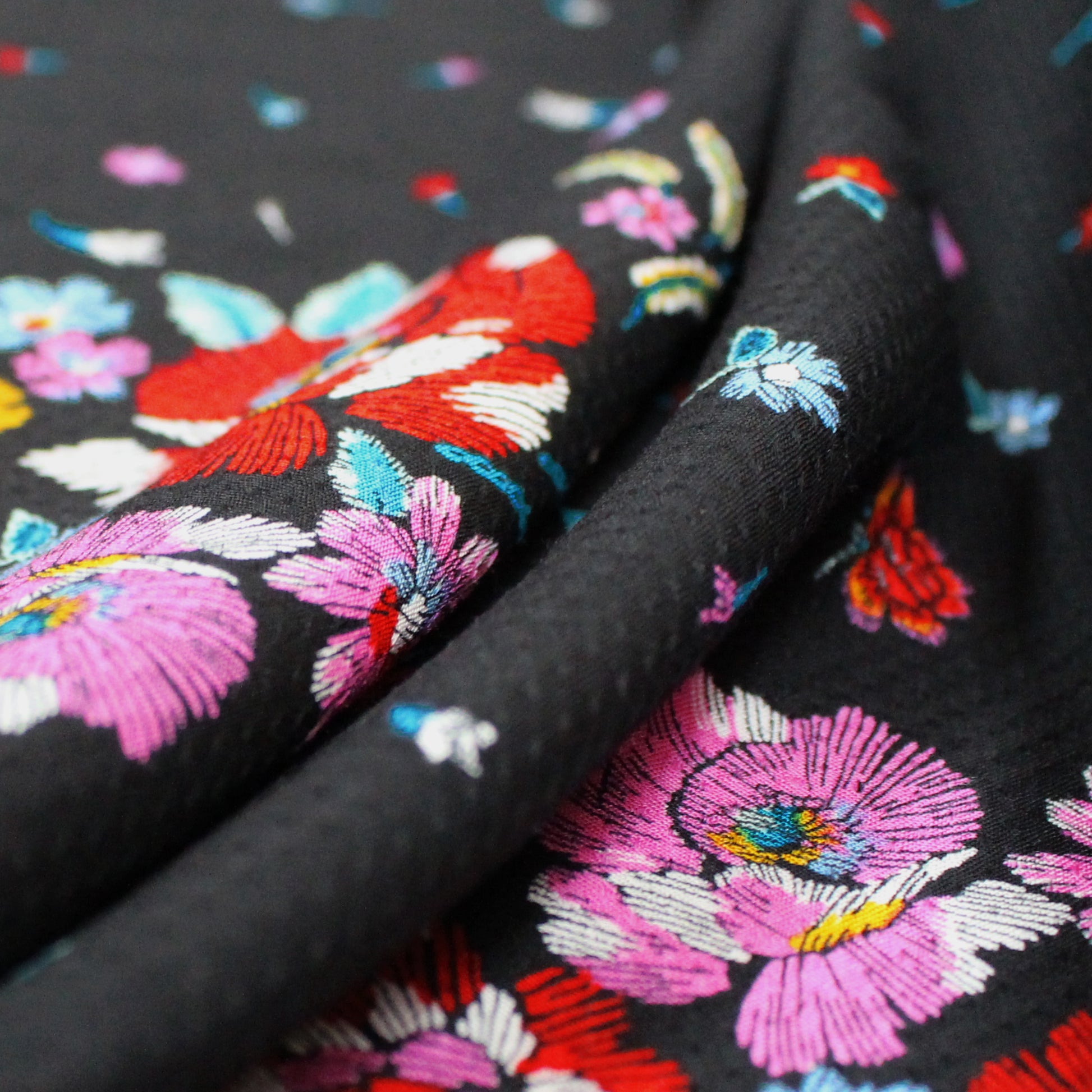 Italian 'embroidered flowers' blouseweight viscose dobby