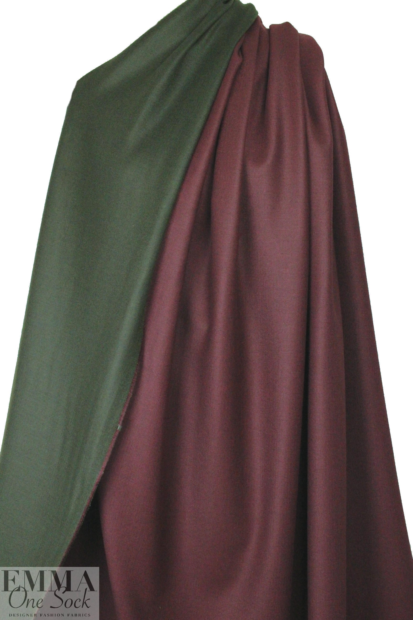 The0ry doubleface stretch coating - wine/olive 1.625 yds