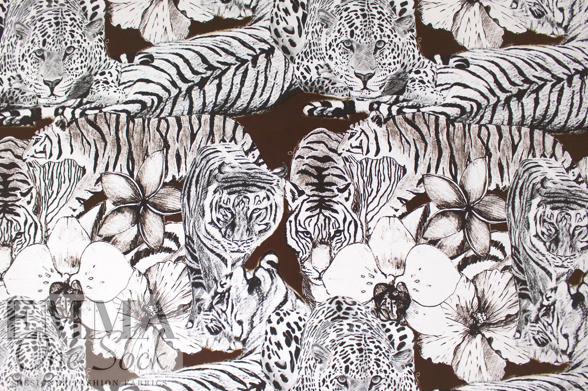 Italian Caval1i signed 'big cat garden' matte jersey knit .625 yds