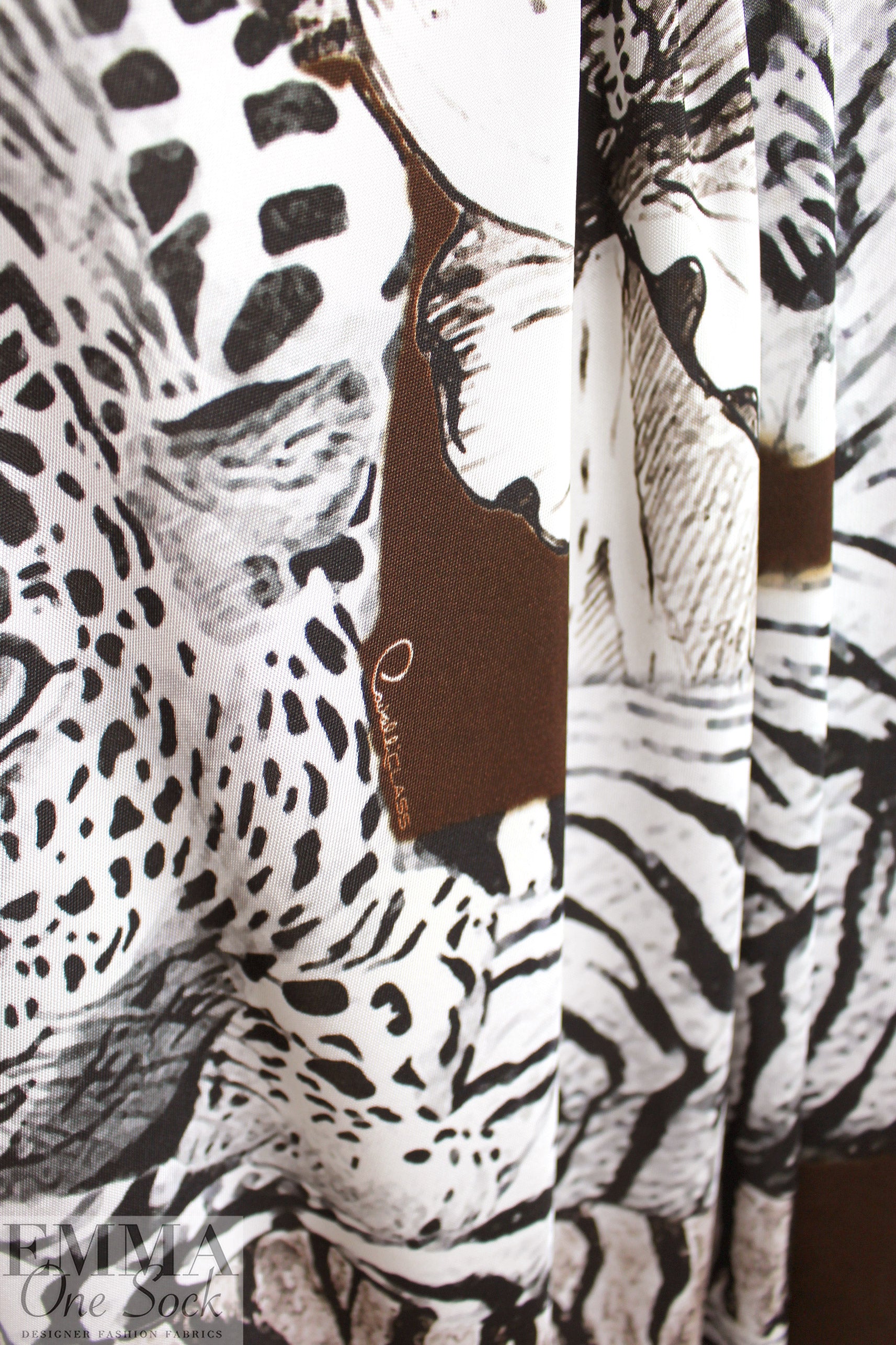 Italian Caval1i signed 'big cat garden' matte jersey knit .5 yds