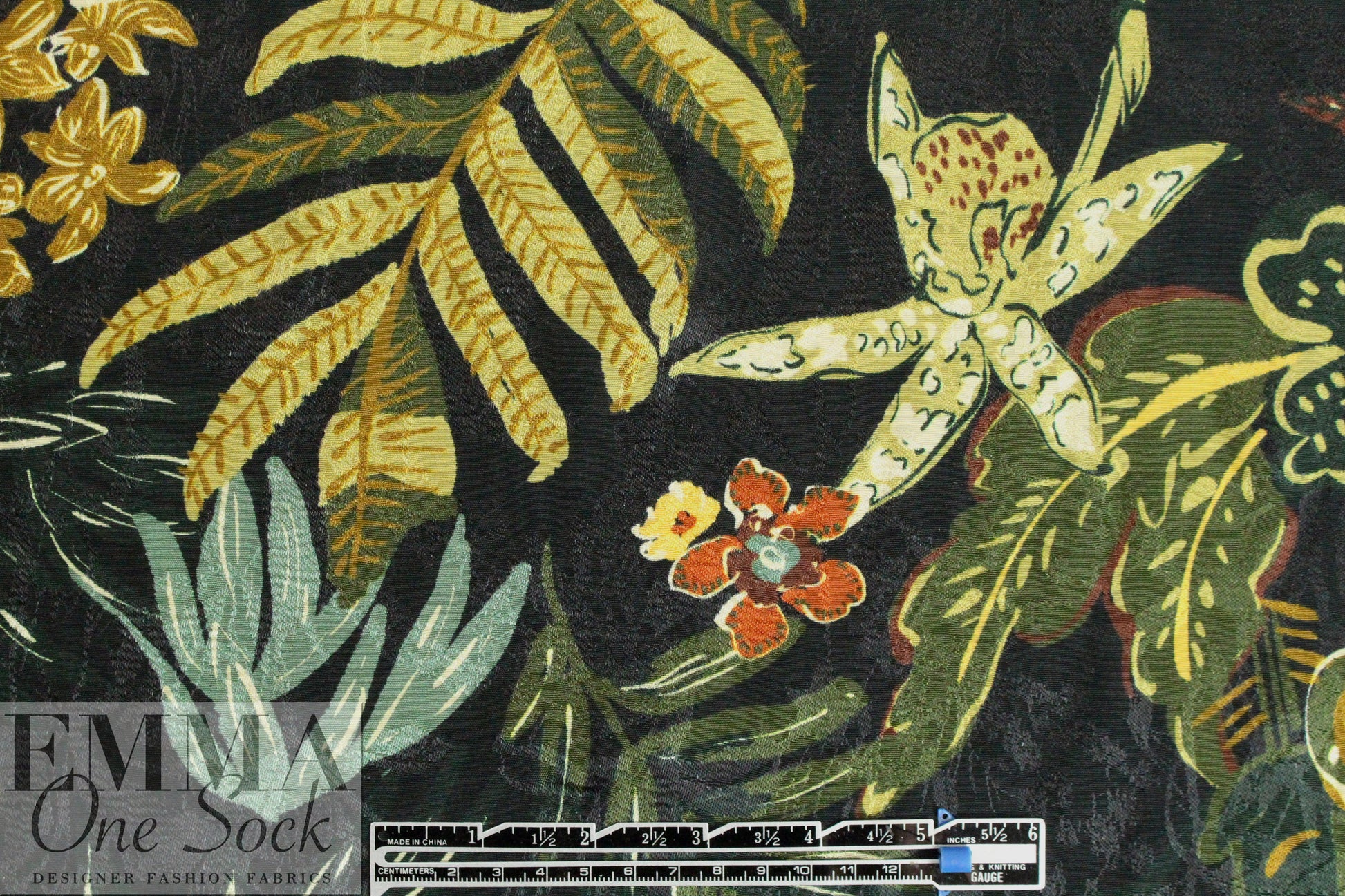 Italian botanical printed viscose jacquard