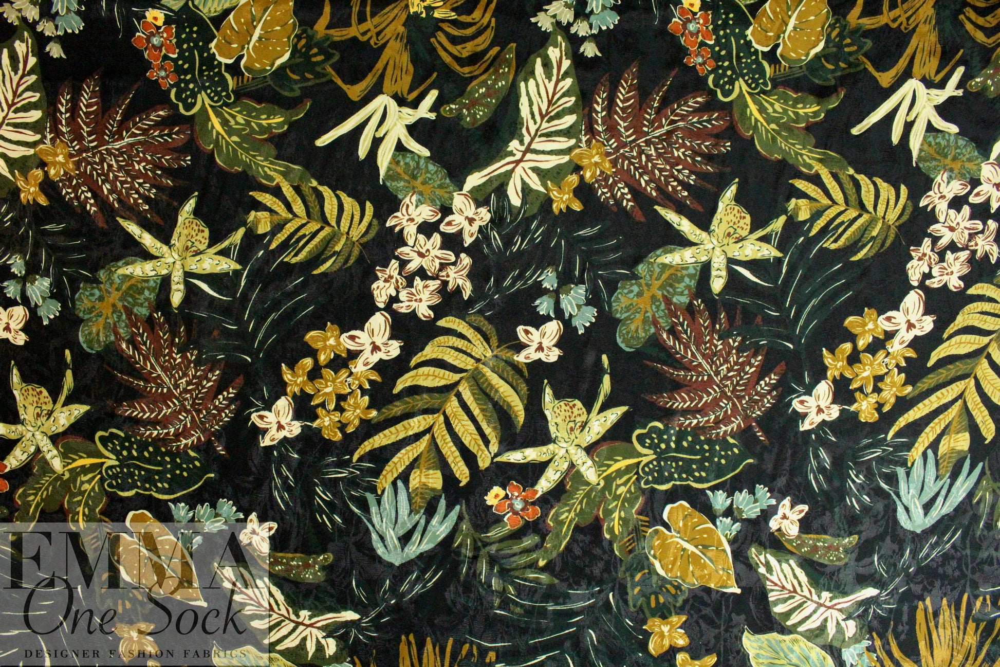Italian botanical printed viscose jacquard
