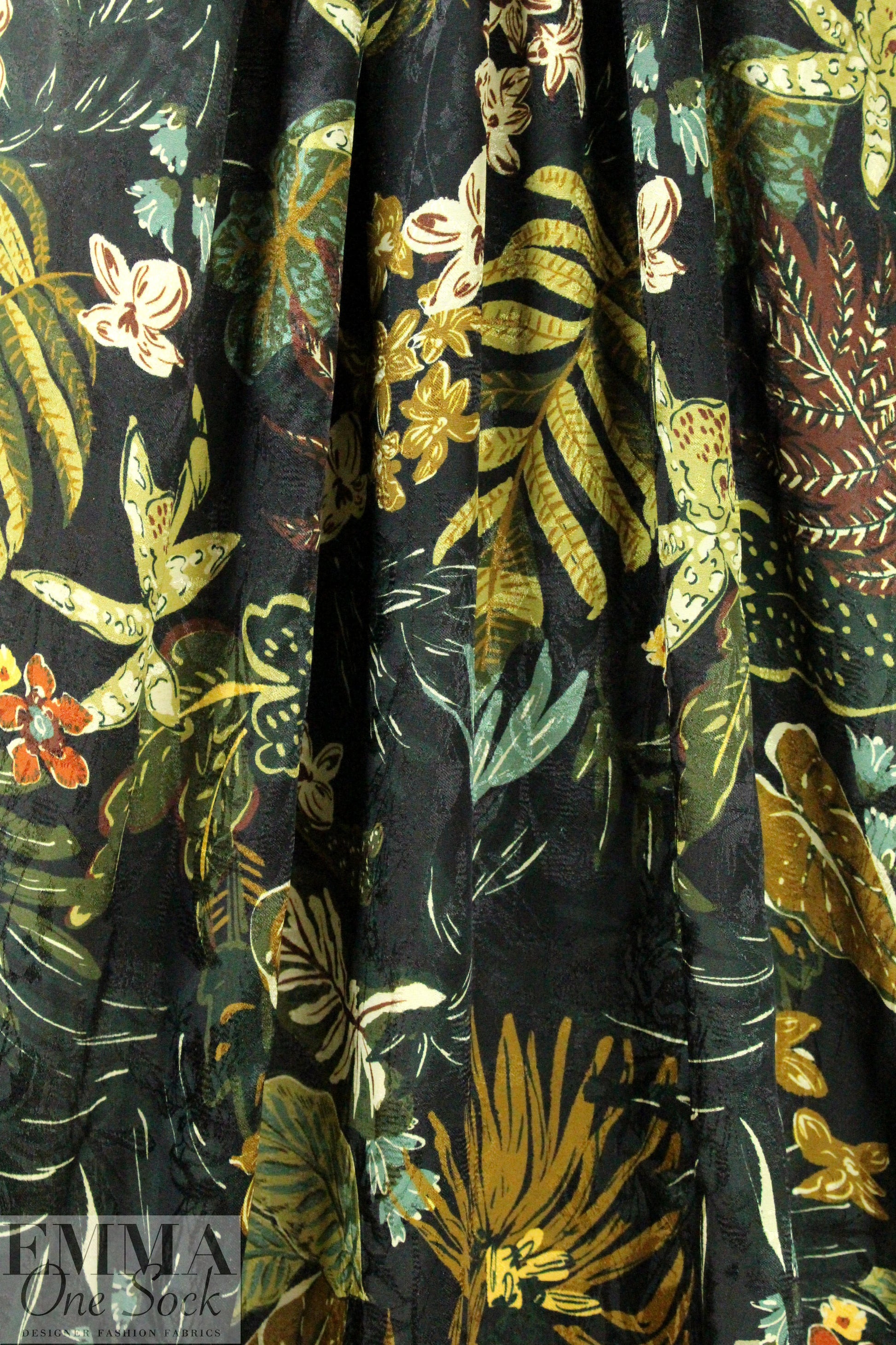 Italian botanical printed viscose jacquard