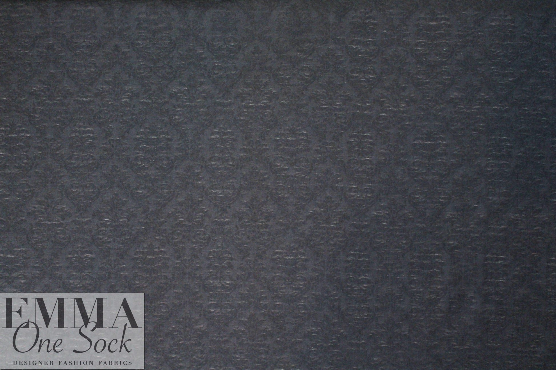 Italian viscose/cotton fleur de lis jacquard - black on black 1.875 yds