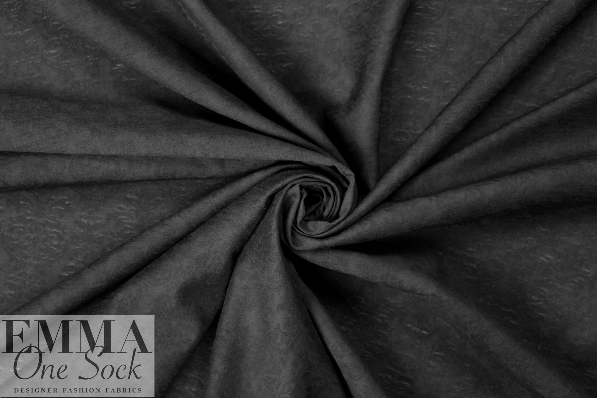 Italian viscose/cotton fleur de lis jacquard - black on black 1.875 yds
