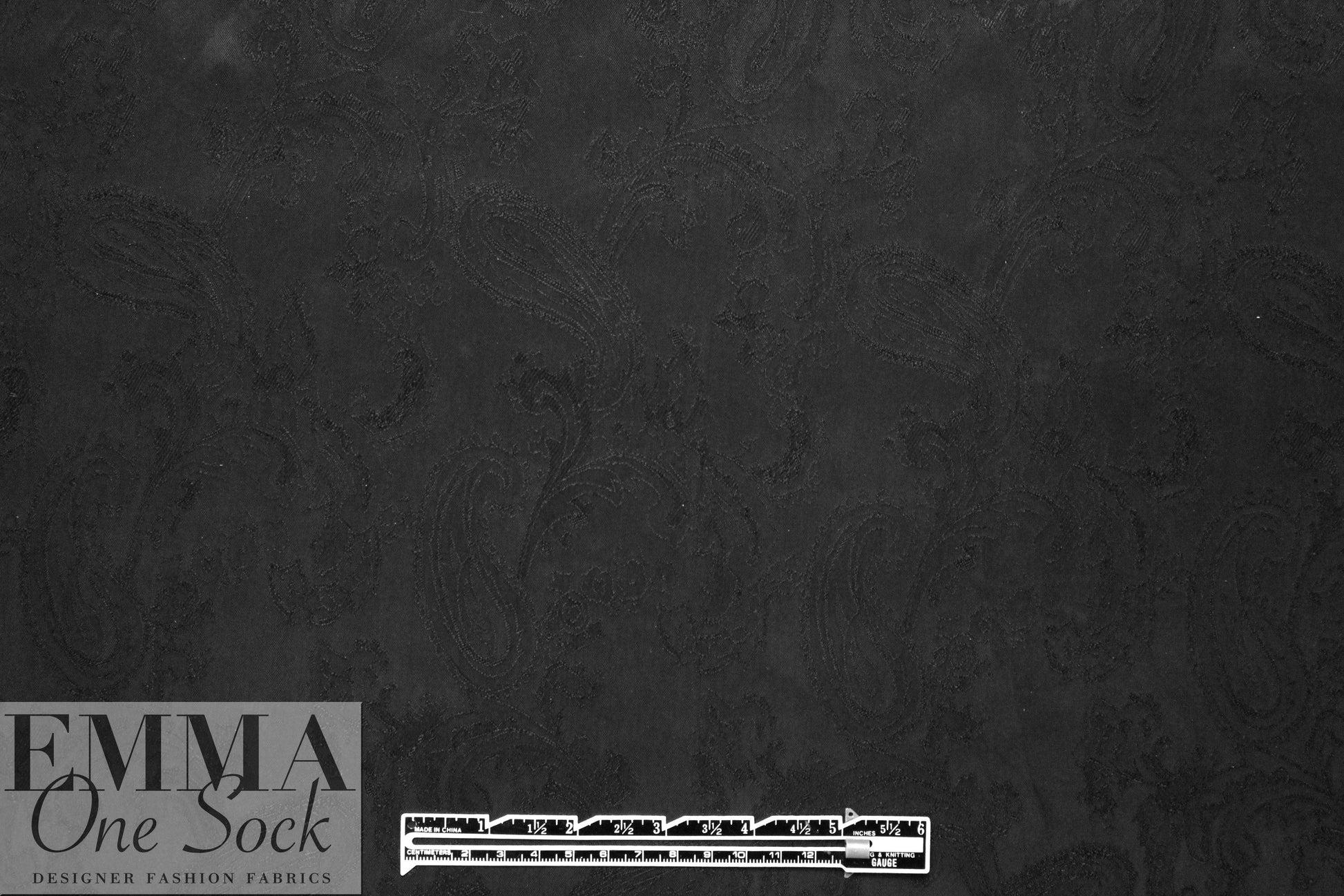 NY designer viscose jacquard - black on black paisley