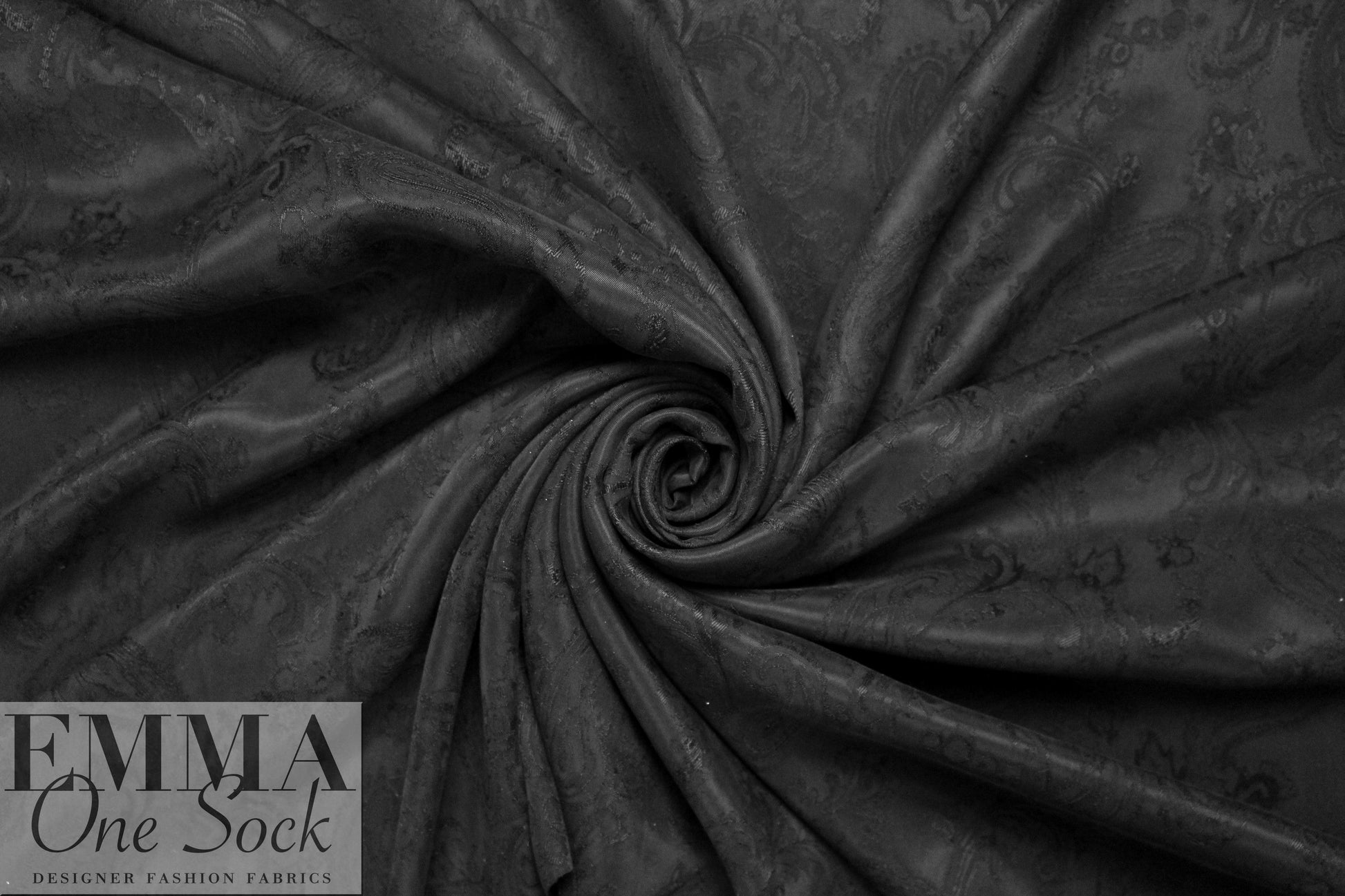 NY designer viscose jacquard - black on black paisley