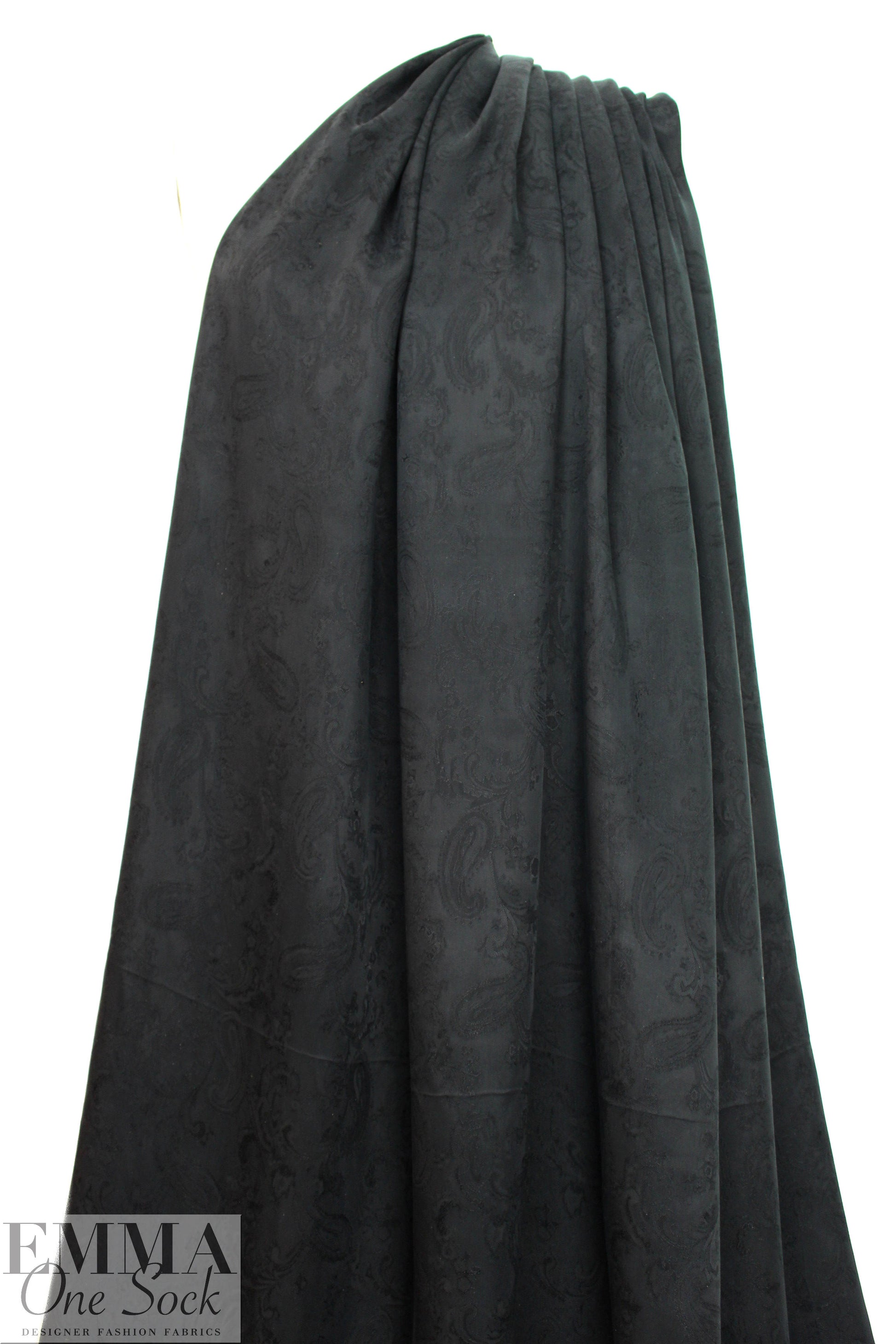 NY designer viscose jacquard - black on black paisley