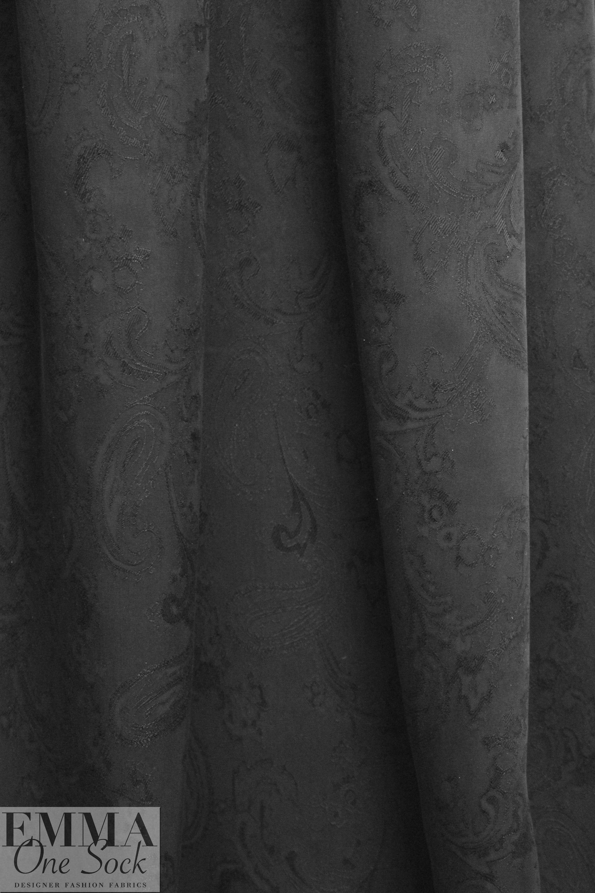 NY designer viscose jacquard - black on black paisley