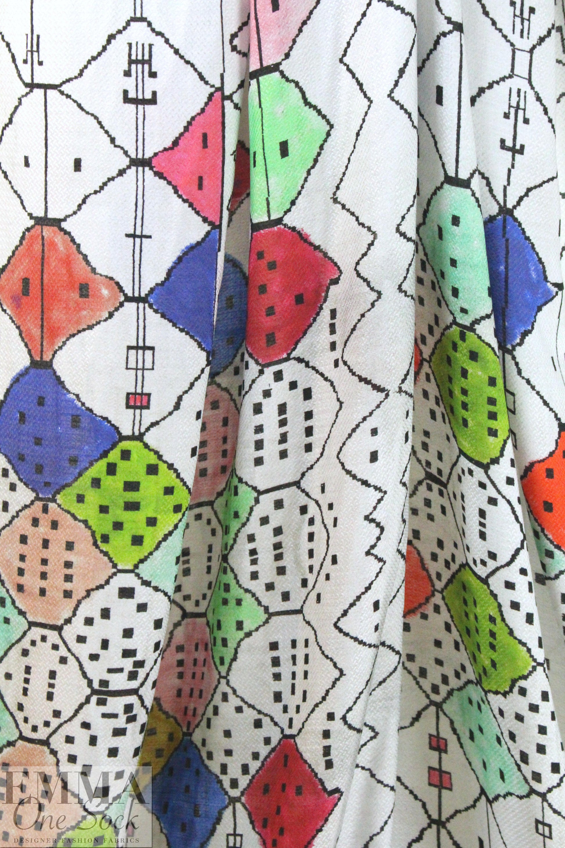 Italian domino dream printed viscose jacquard