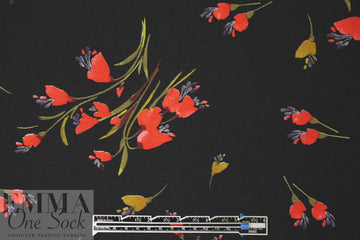 German red bouquet floral digital knit .75 yds