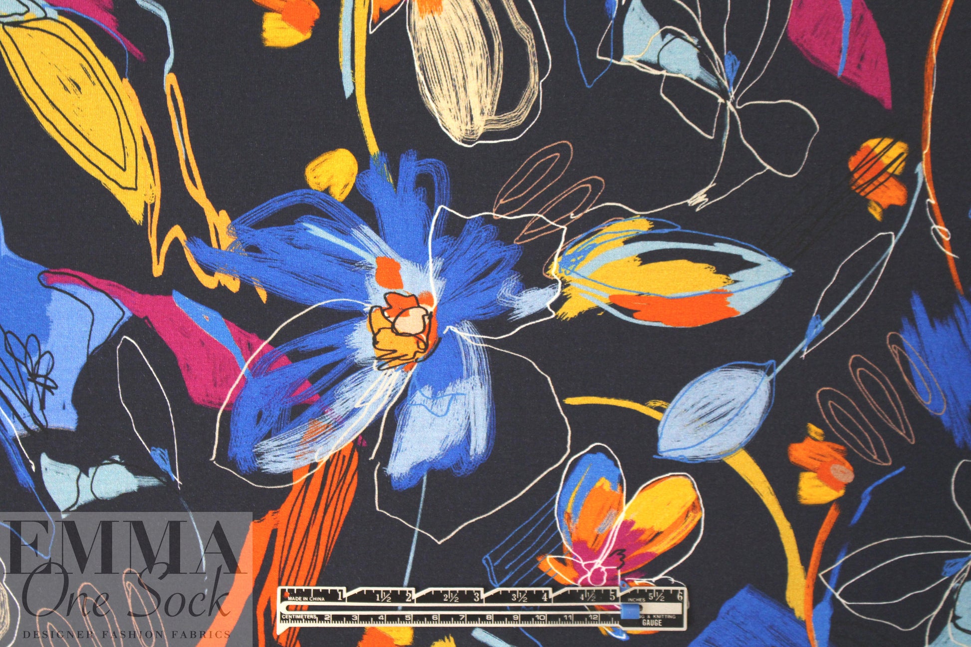 French painterly floral digital knit 1.5 yds