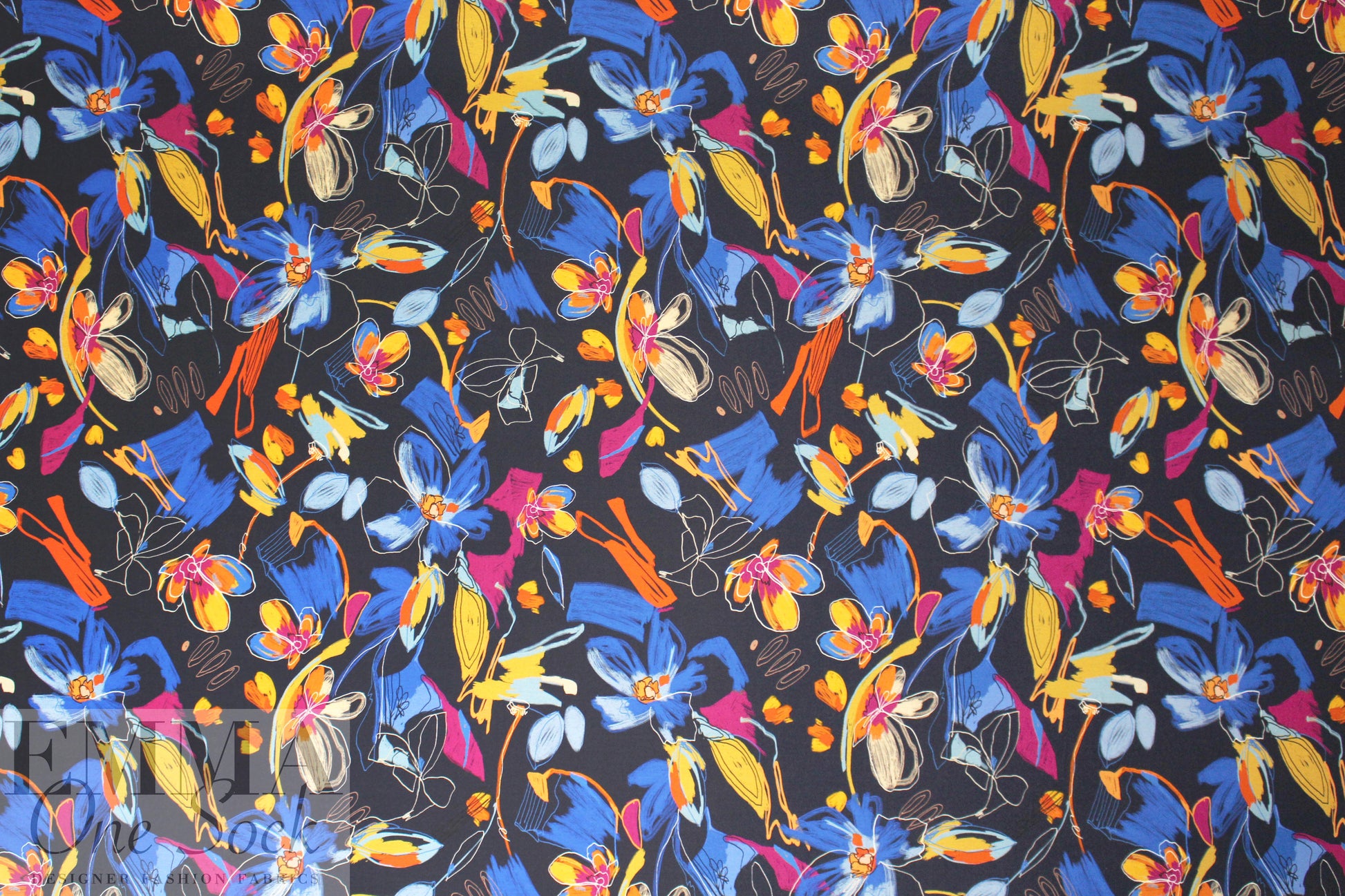 French painterly floral digital knit
