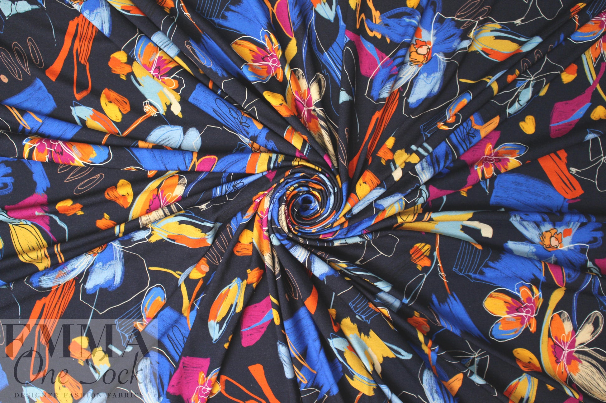 French painterly floral digital knit