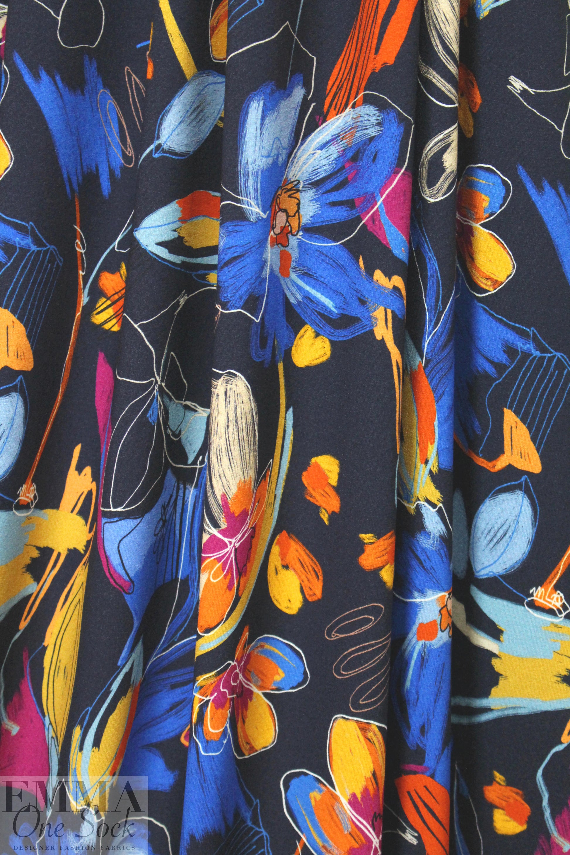 French painterly floral digital knit