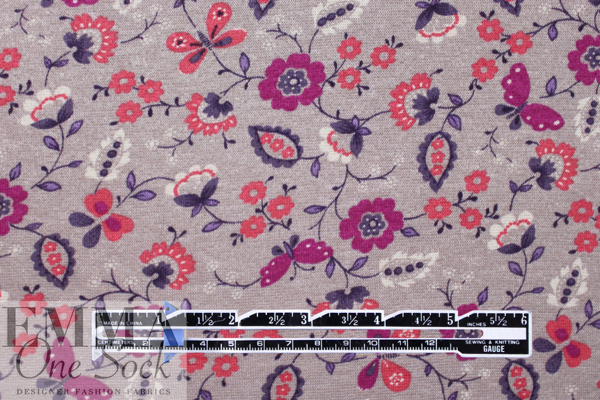 French 'butterfly garden' featherweight viscose/lycra knit 1.625 yd