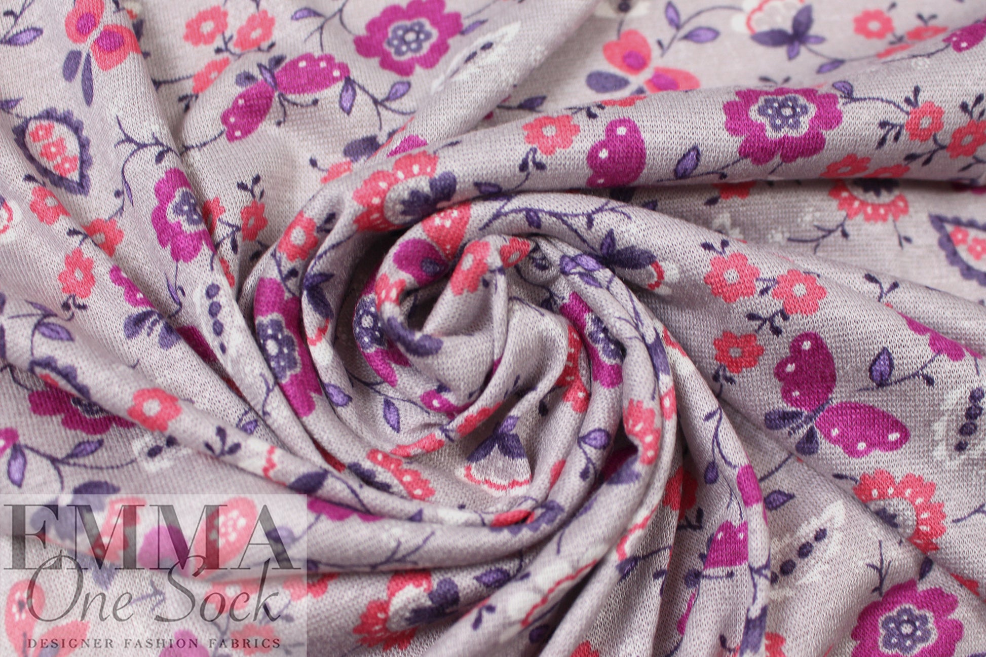 French 'butterfly garden' featherweight viscose/lycra knit 1.75 yd