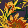 'floral drama' viscose knit, Oeko-Tex cert. - purple/gold