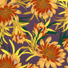 'floral drama' viscose knit, Oeko-Tex cert. - purple/gold