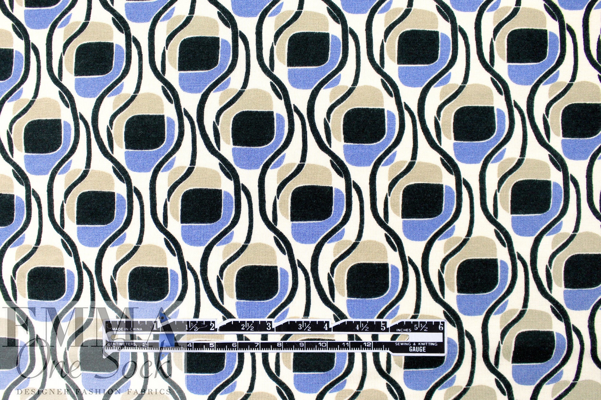 Karen K. 'glass tiles' printed viscose/lycra knit .75 yds