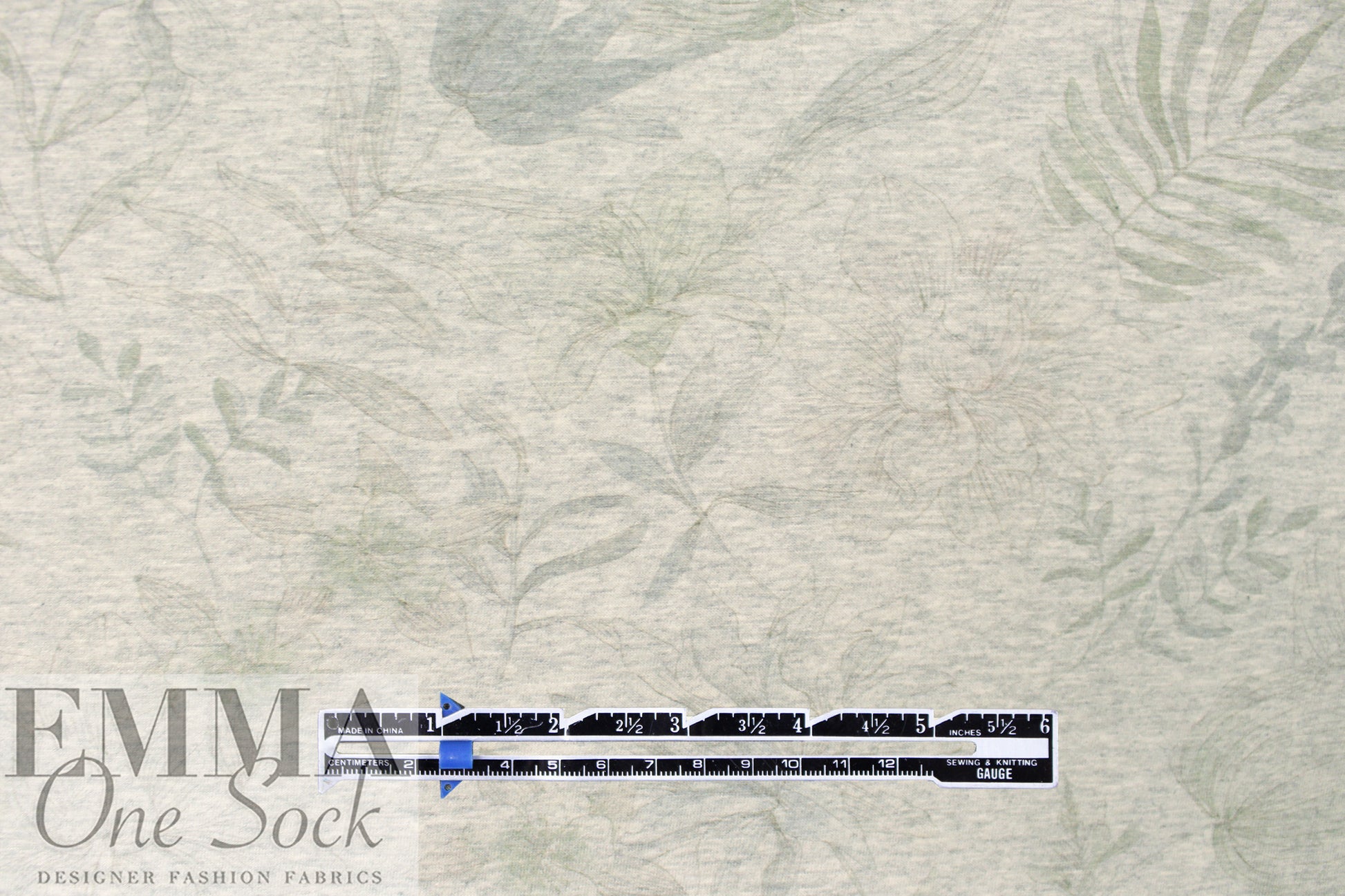 Karen K. 'quiet study' floral printed cotton knit - heather grey .875 yds