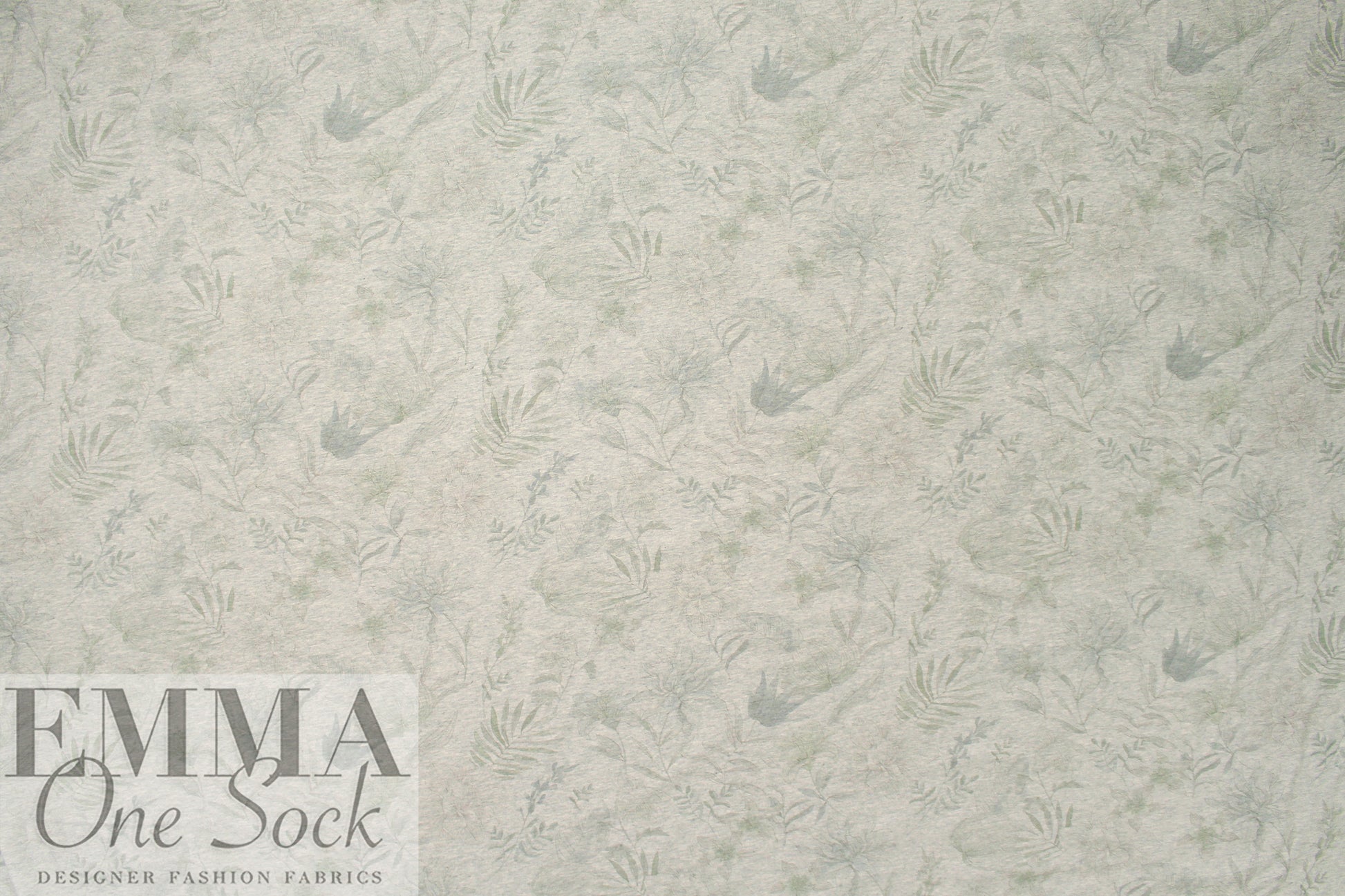 Karen K. 'quiet study' floral printed cotton knit - heather grey 1 yard