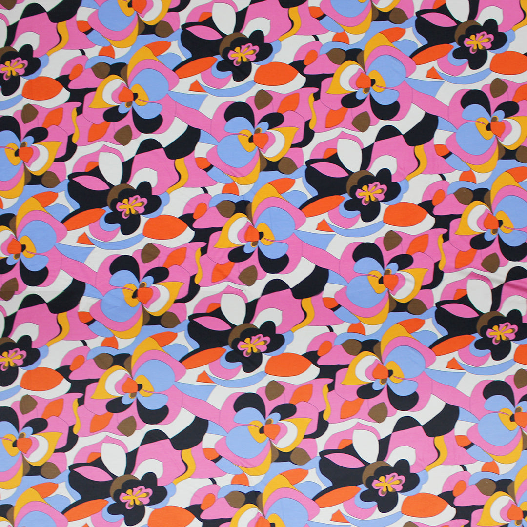 Pucc! graphic floral viscose lightweight jersey knit 1 yard