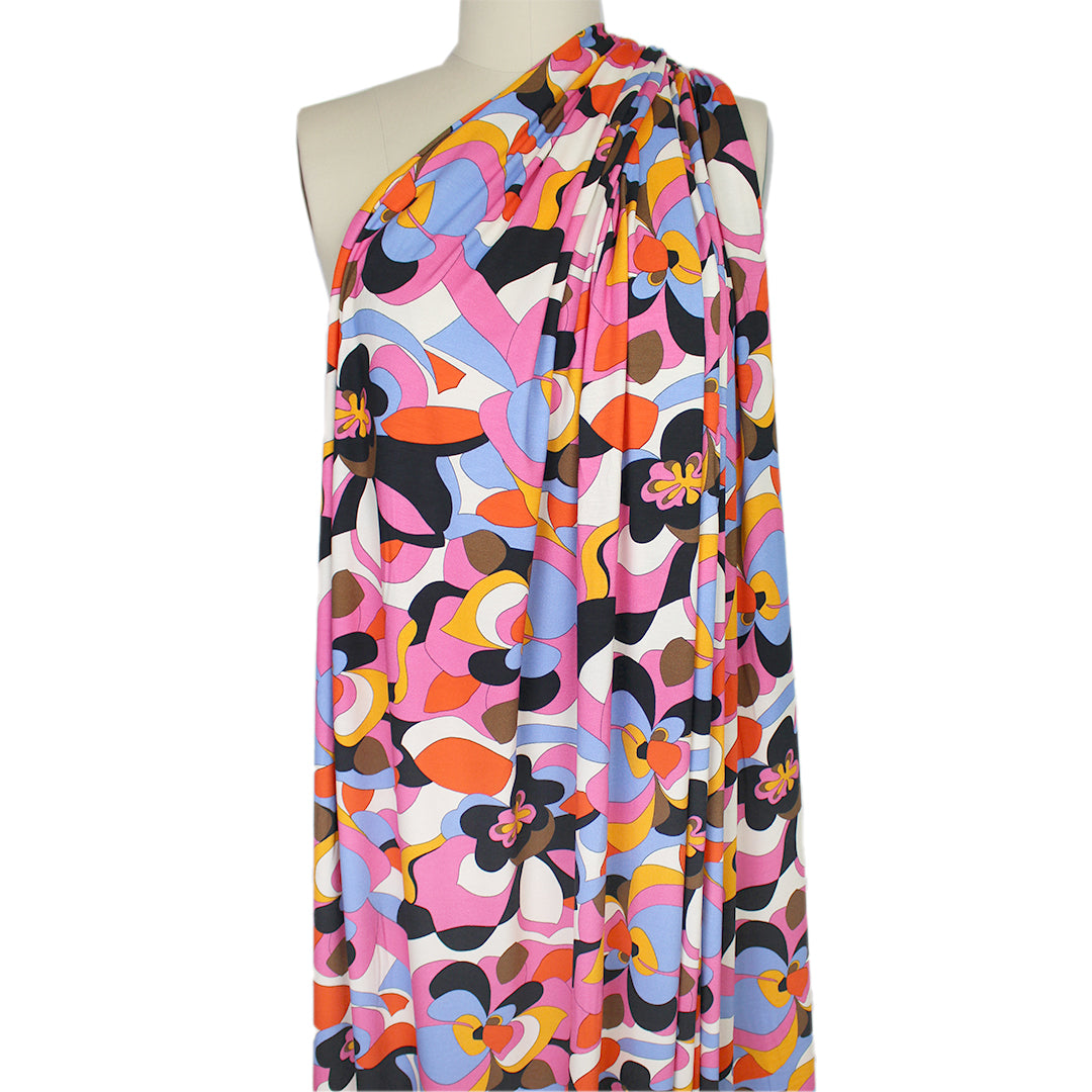 Pucc! graphic floral viscose lightweight jersey knit 1 yard
